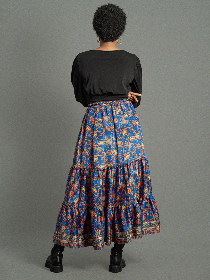 Gonna lunga blu e rosso - Bikaner