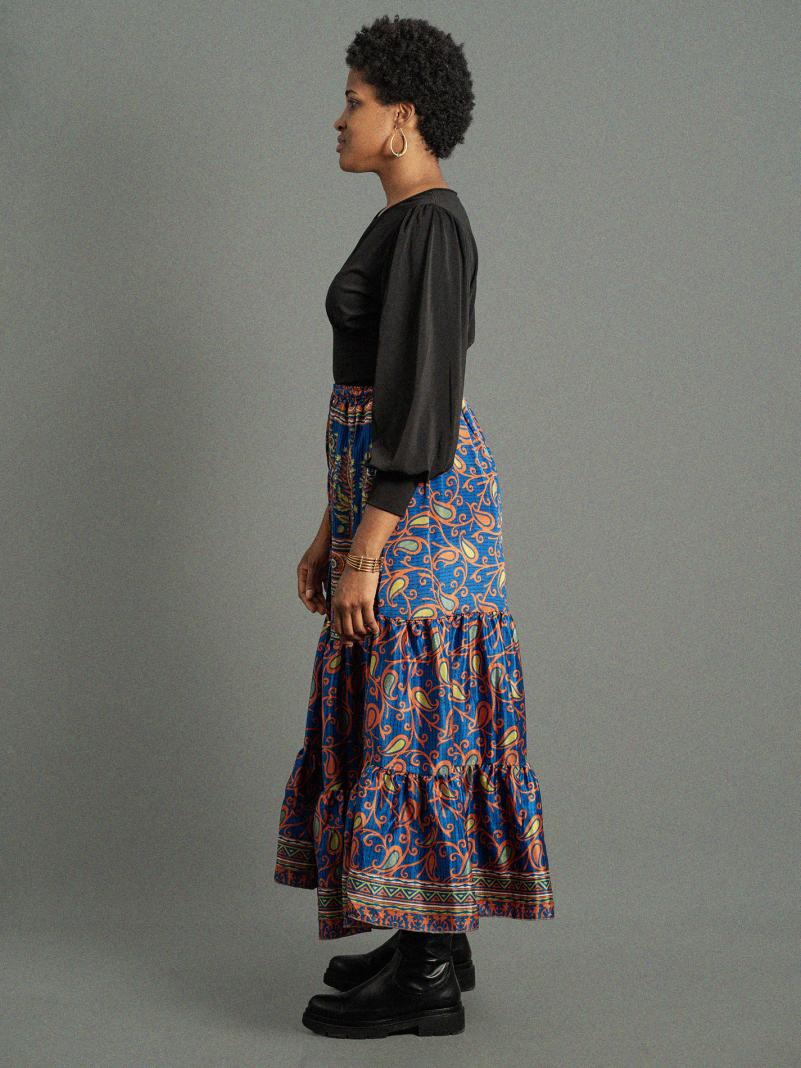 Gonna lunga blu e rosso - Bikaner