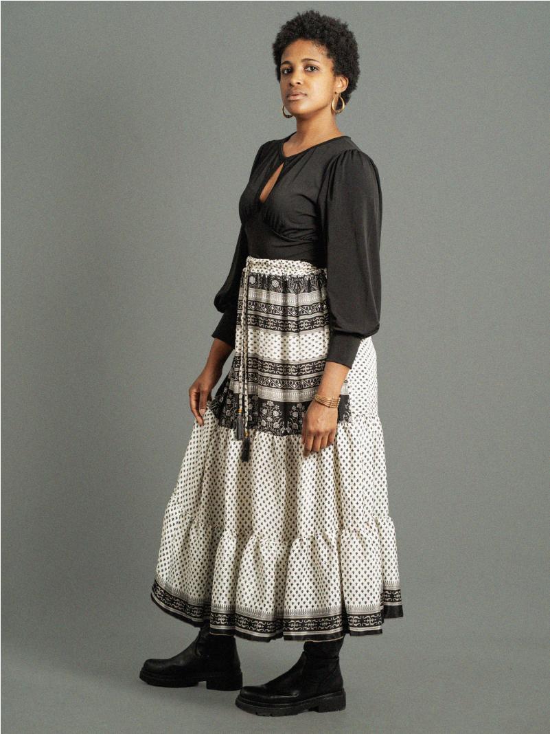 Gonna lunga bianco e nero - Bikaner