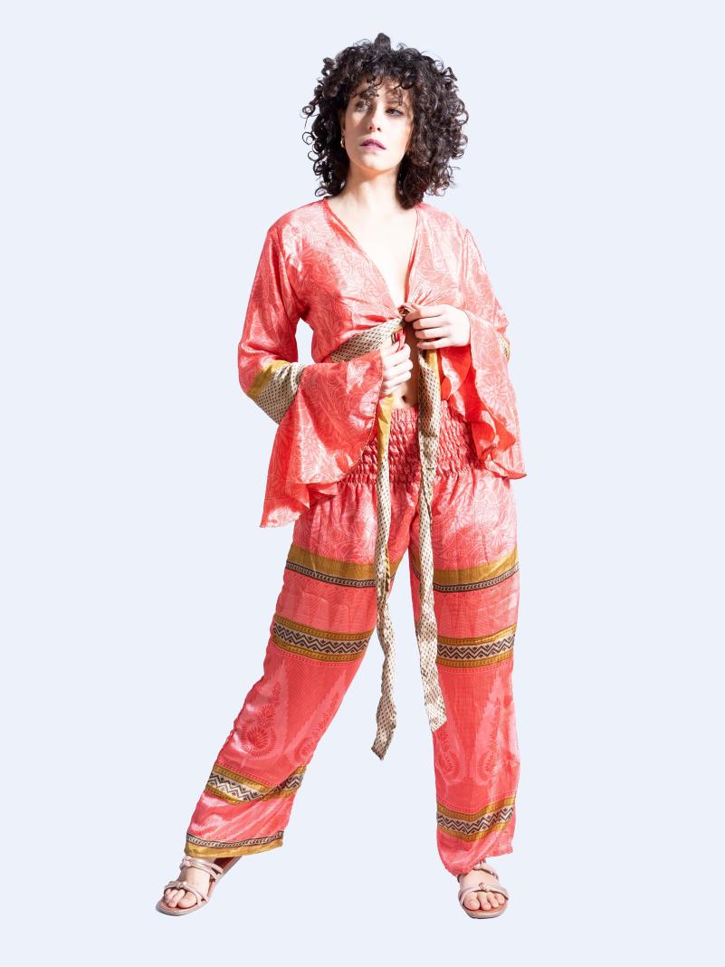 Wrap Top e Pantalone salmone – Punjabi