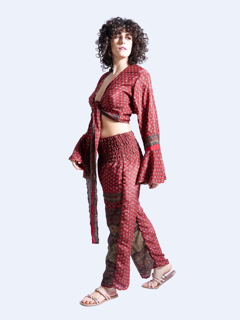 Wrap Top e Pantalone rosso – Punjabi