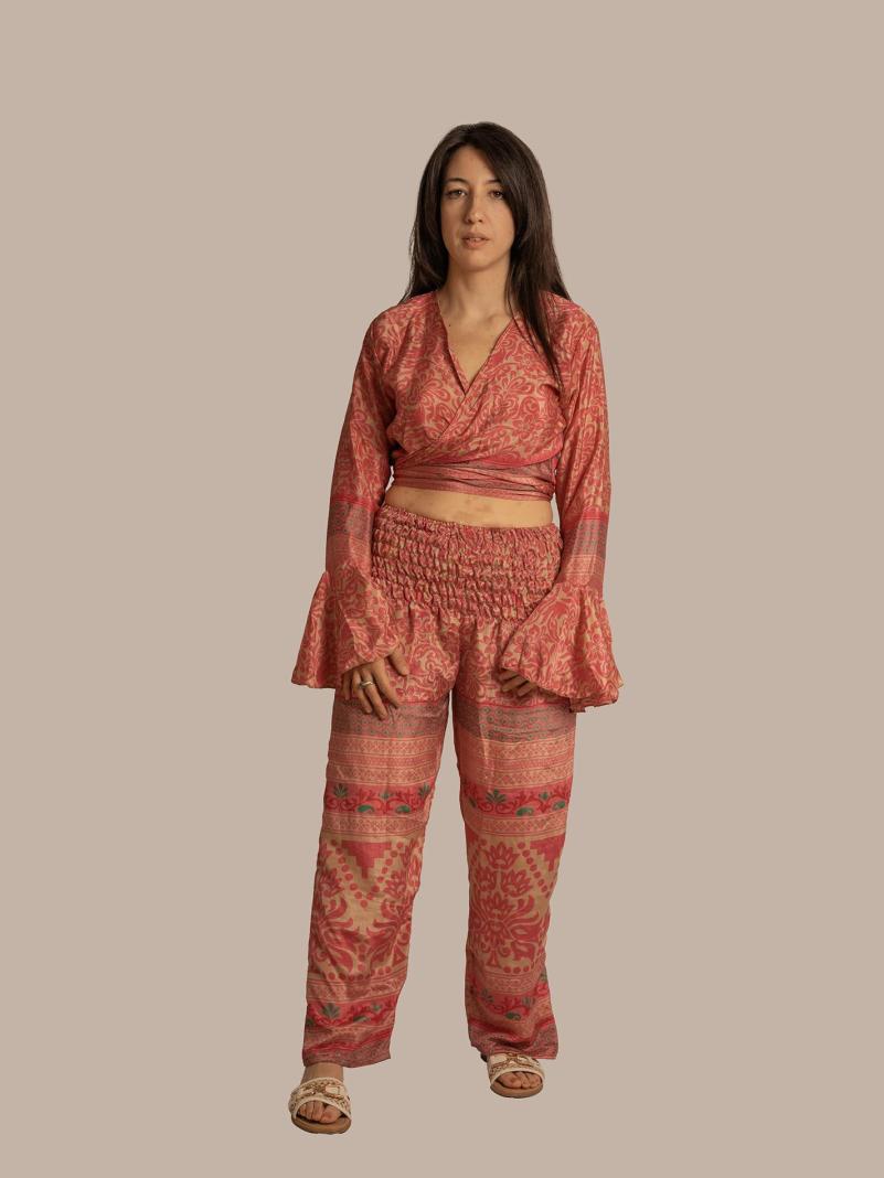 Wrap Top e Pantalone rosa – Punjabi