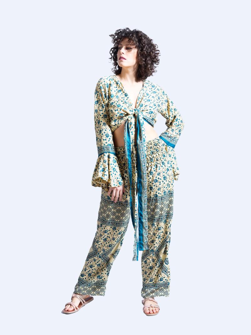 Wrap Top e Pantalone panna – Punjabi