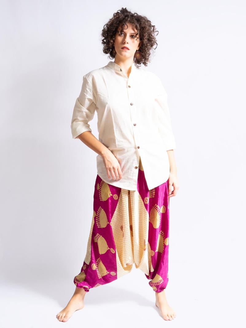 Pantalone afgano panna e viola – Goa