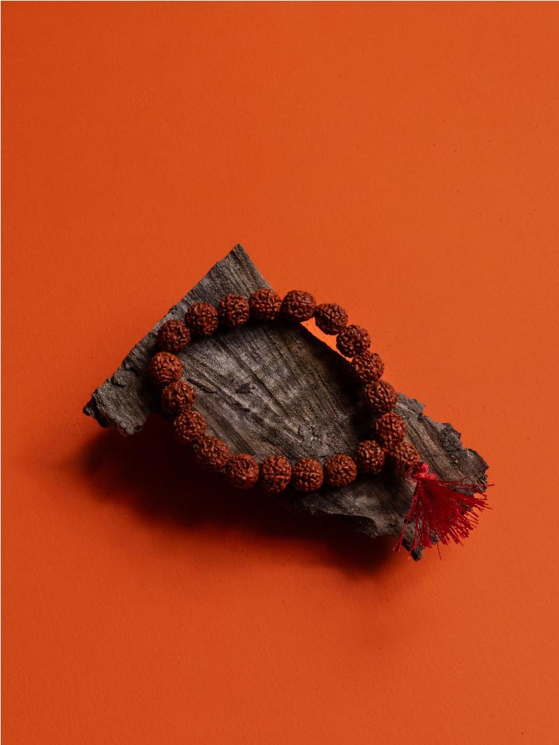 Bracciale Mala Indiano Rudraksha - Ciuffo Rosso