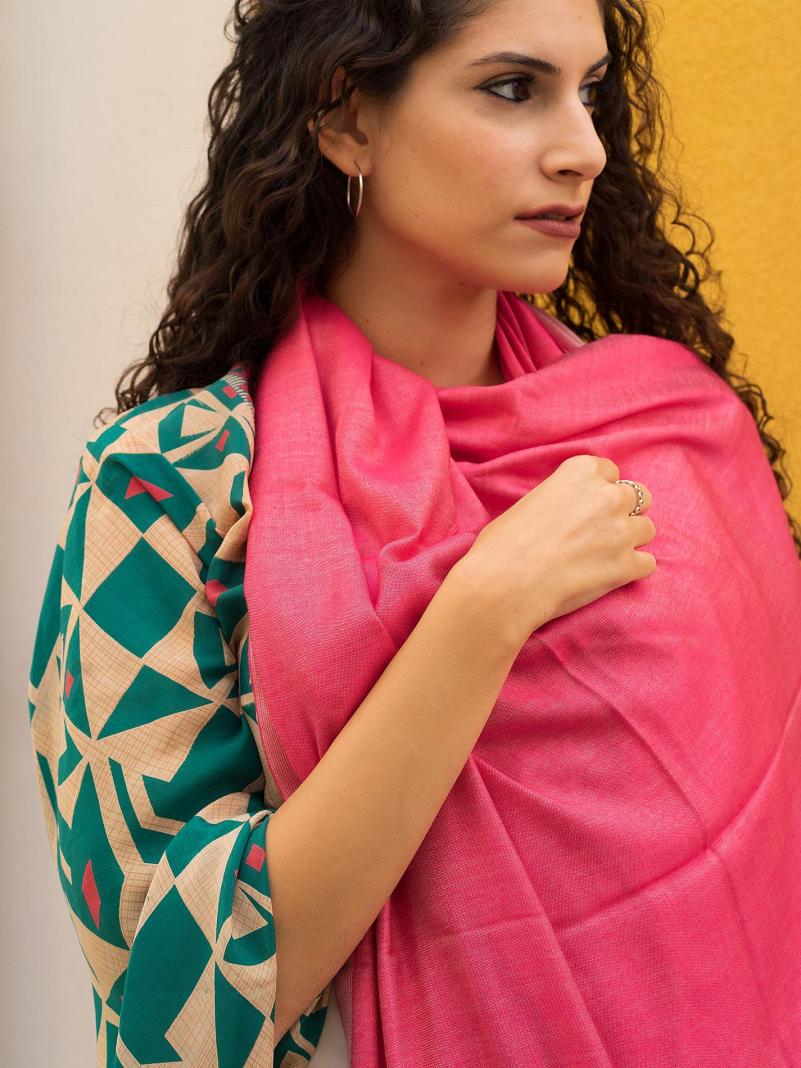 Sciarpa in Seta e Viscosa Double Face - Rosa