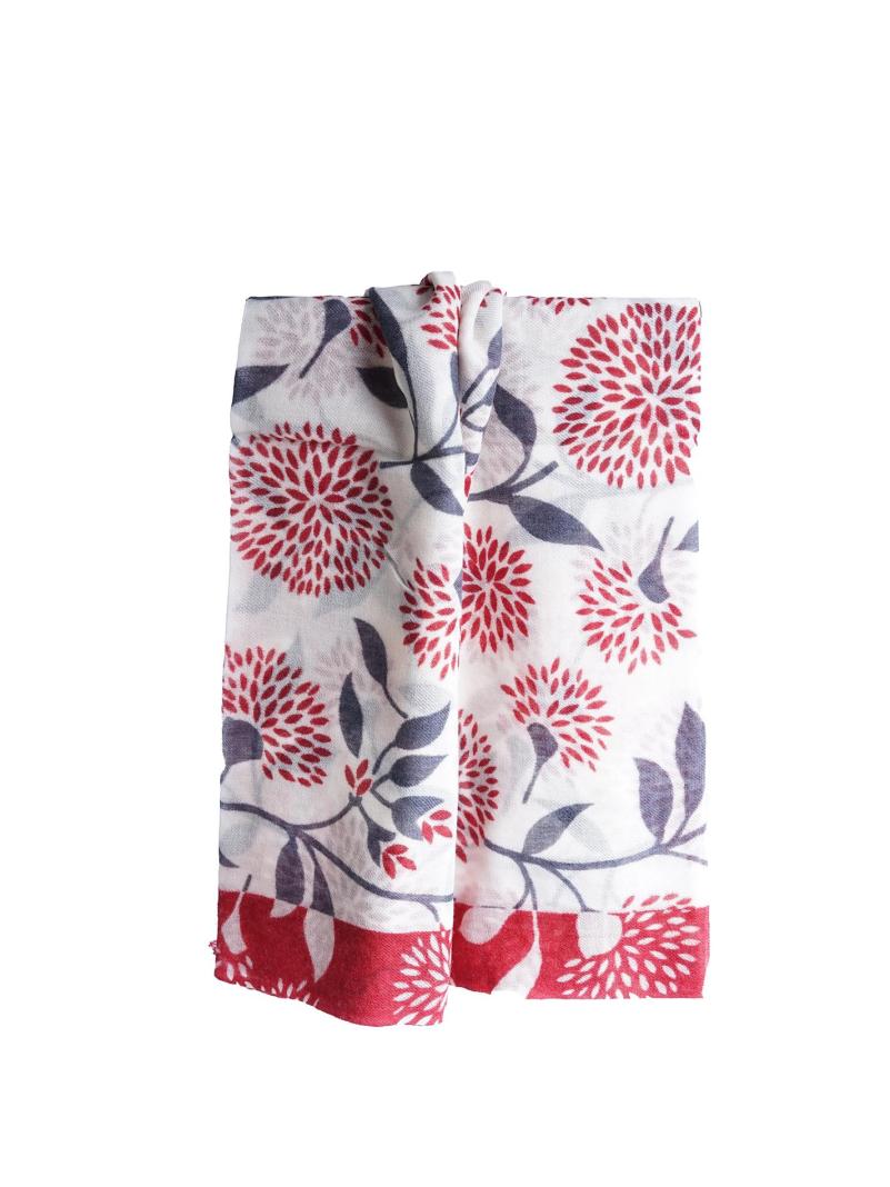 Sciarpa in Cashmire - Fiori rossi