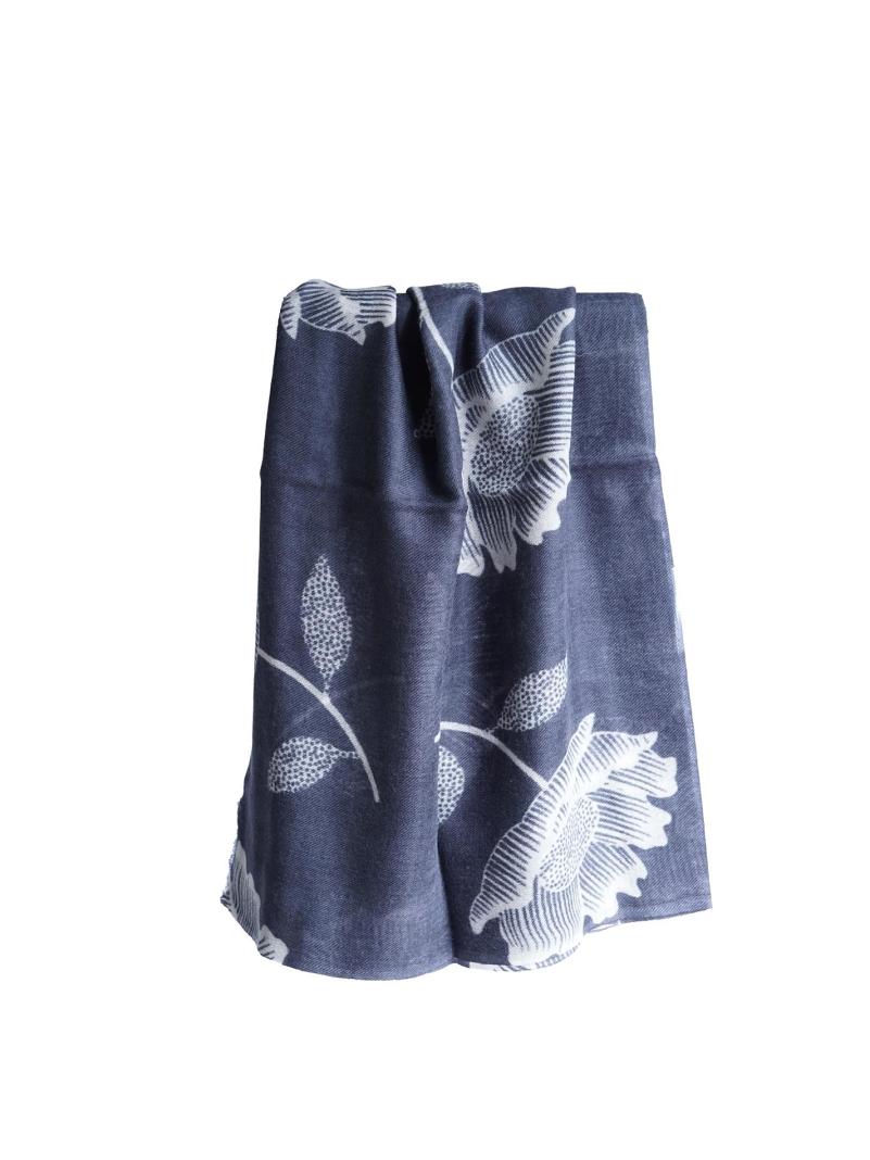 Sciarpa in Cashmire - Fiori bianchi