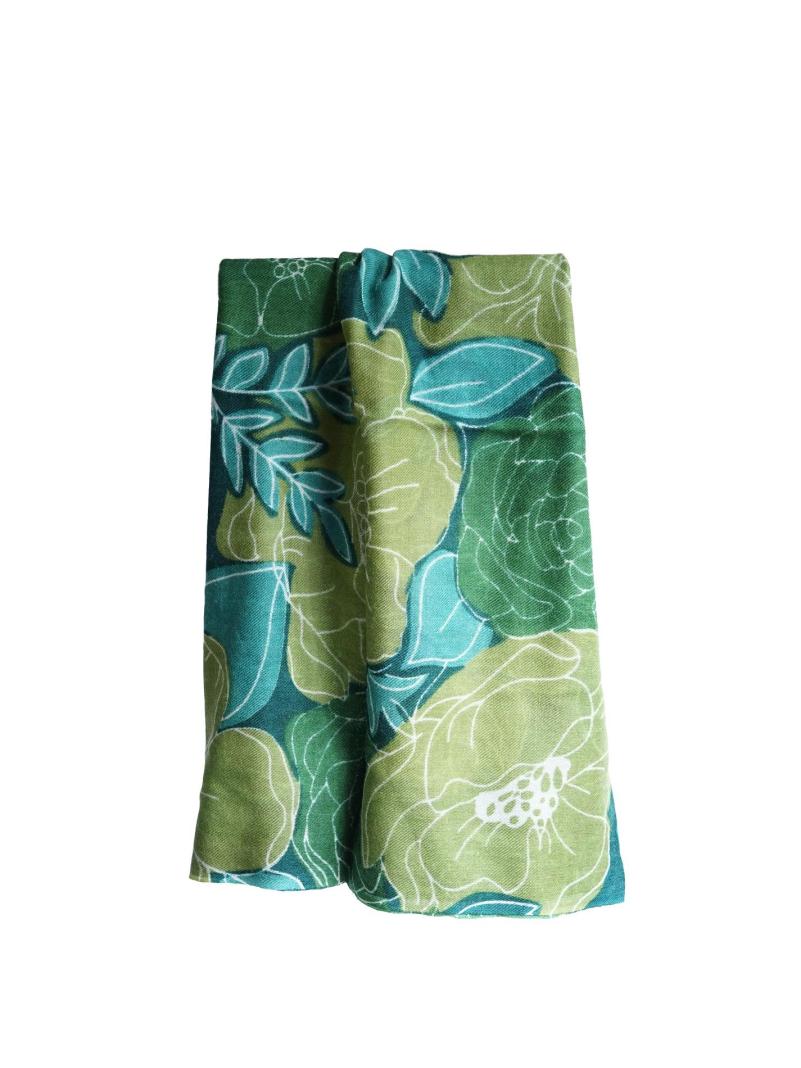 Sciarpa in Cashmire - Fiori verdi