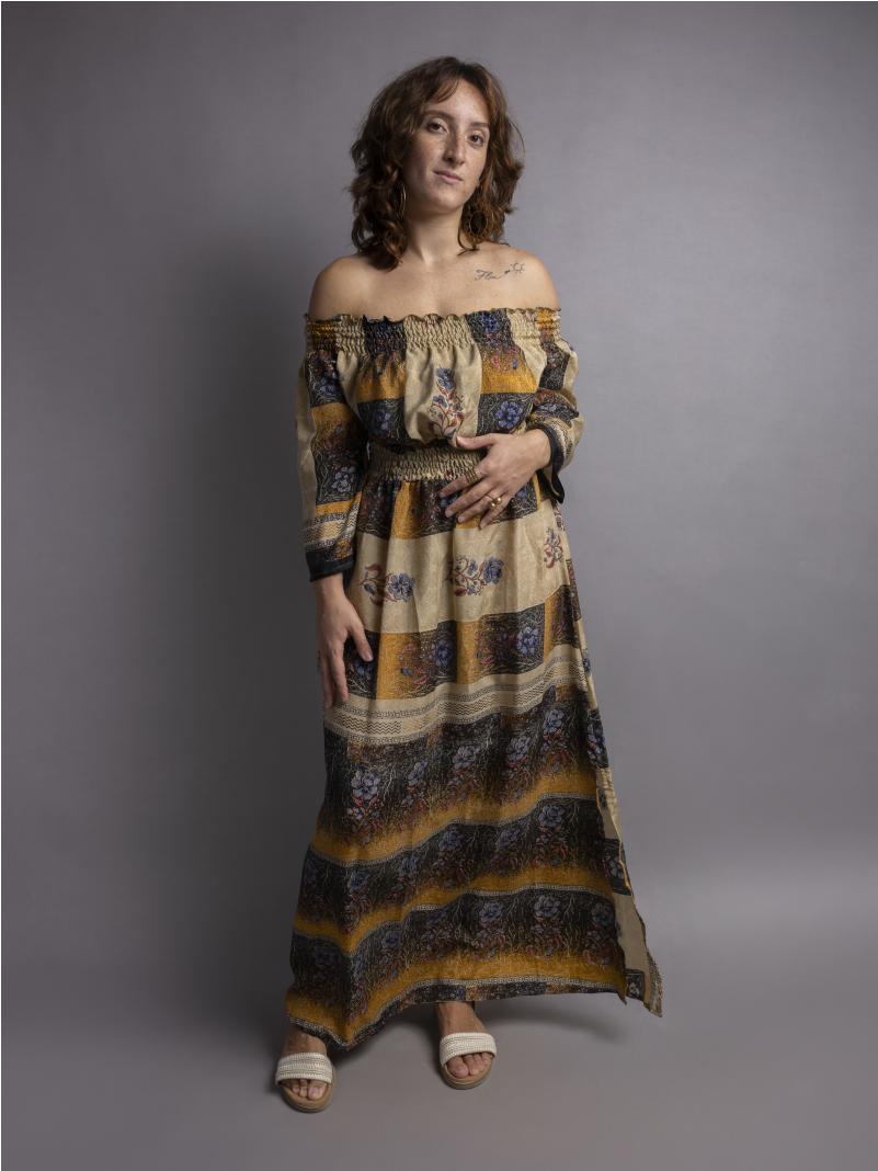 Abito Lungo Etnico con Scollo a Barca ocra – Radha