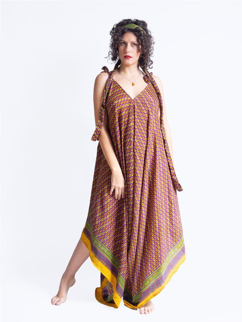 Tuta jumpsuit viola giallo e arancione – Yoga