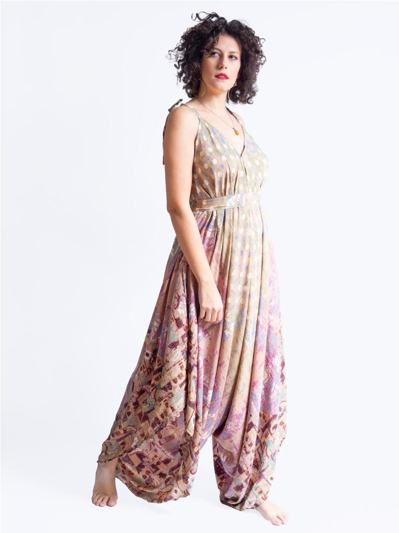 Tuta jumpsuit ocra e viola – Yoga