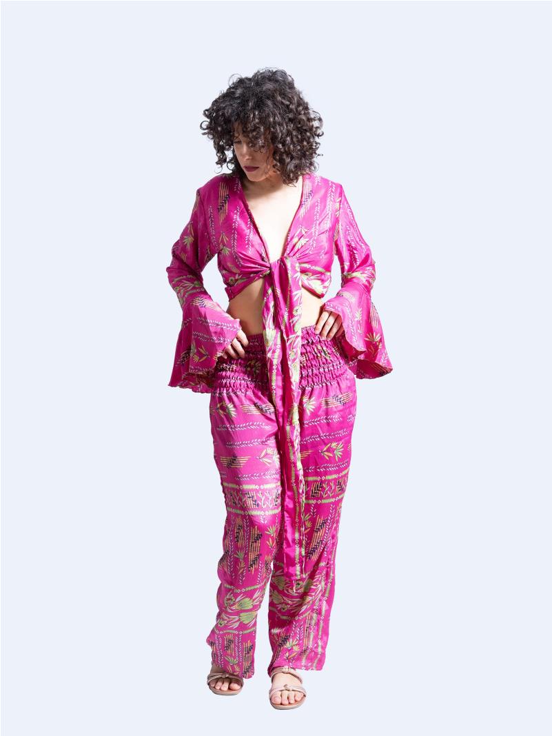 Wrap Top e Pantalone fucsia – Punjabi