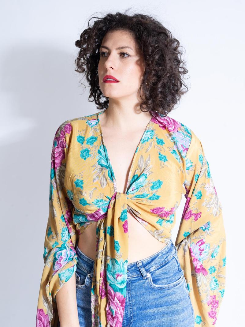 Wrap Top Manica larga fiori – Gandhi