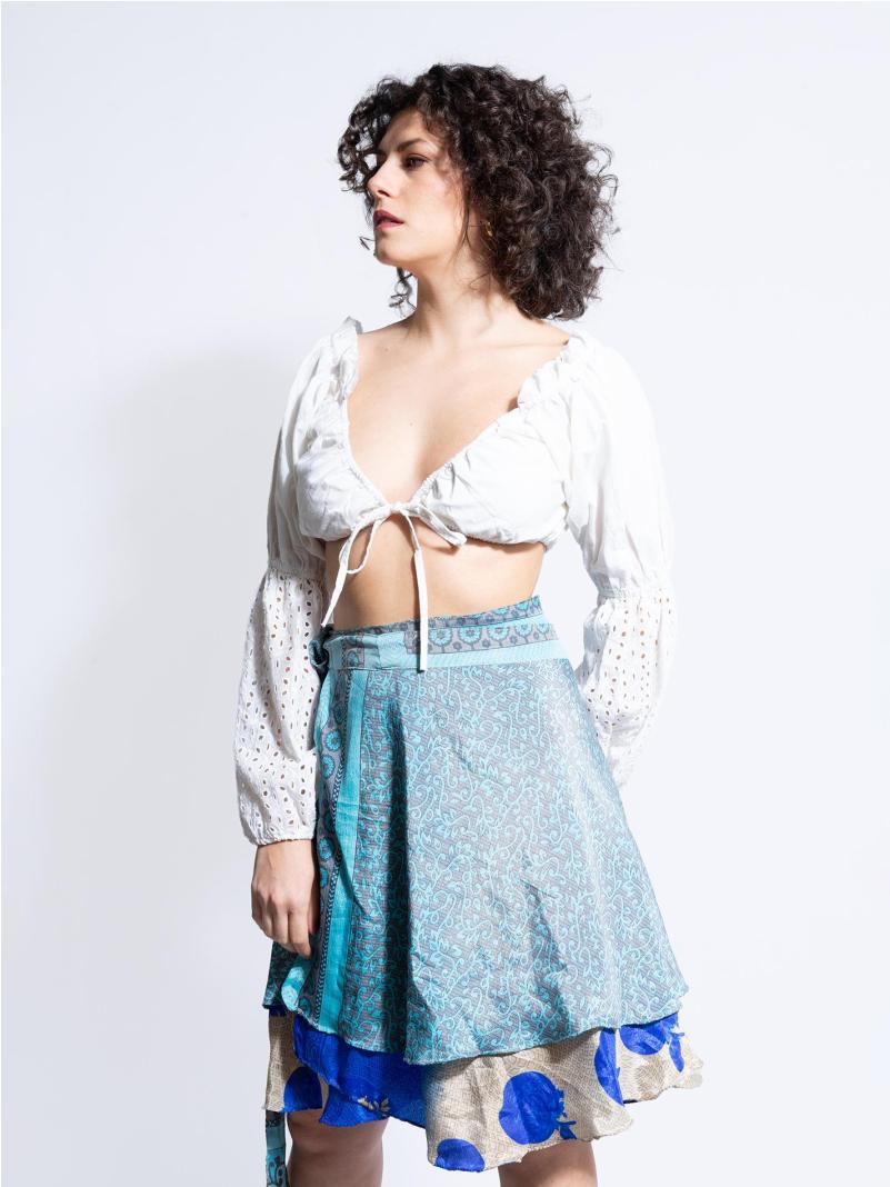 Mini Gonna etnica a portafoglio blu – Shiva