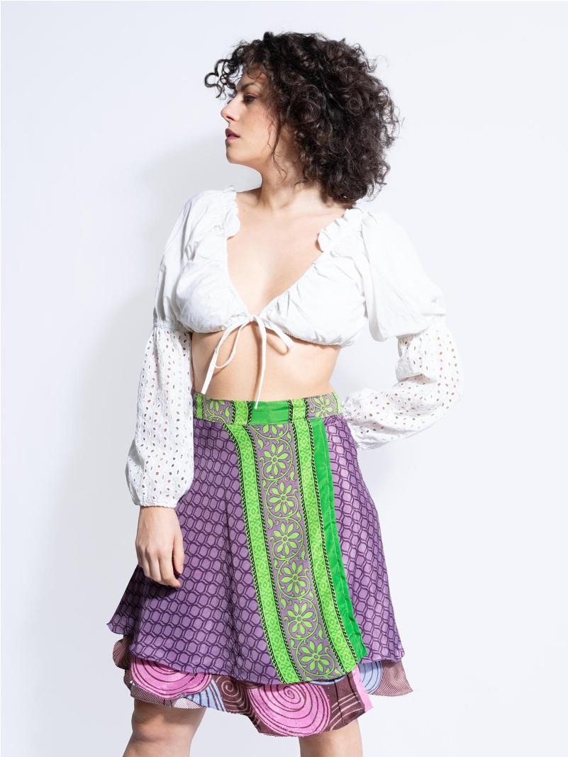 Mini Gonna etnica a portafoglio viola – Shiva