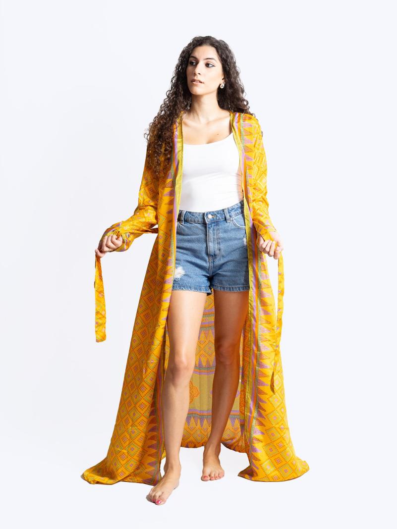 Kimono aperto giallo - Gujarat