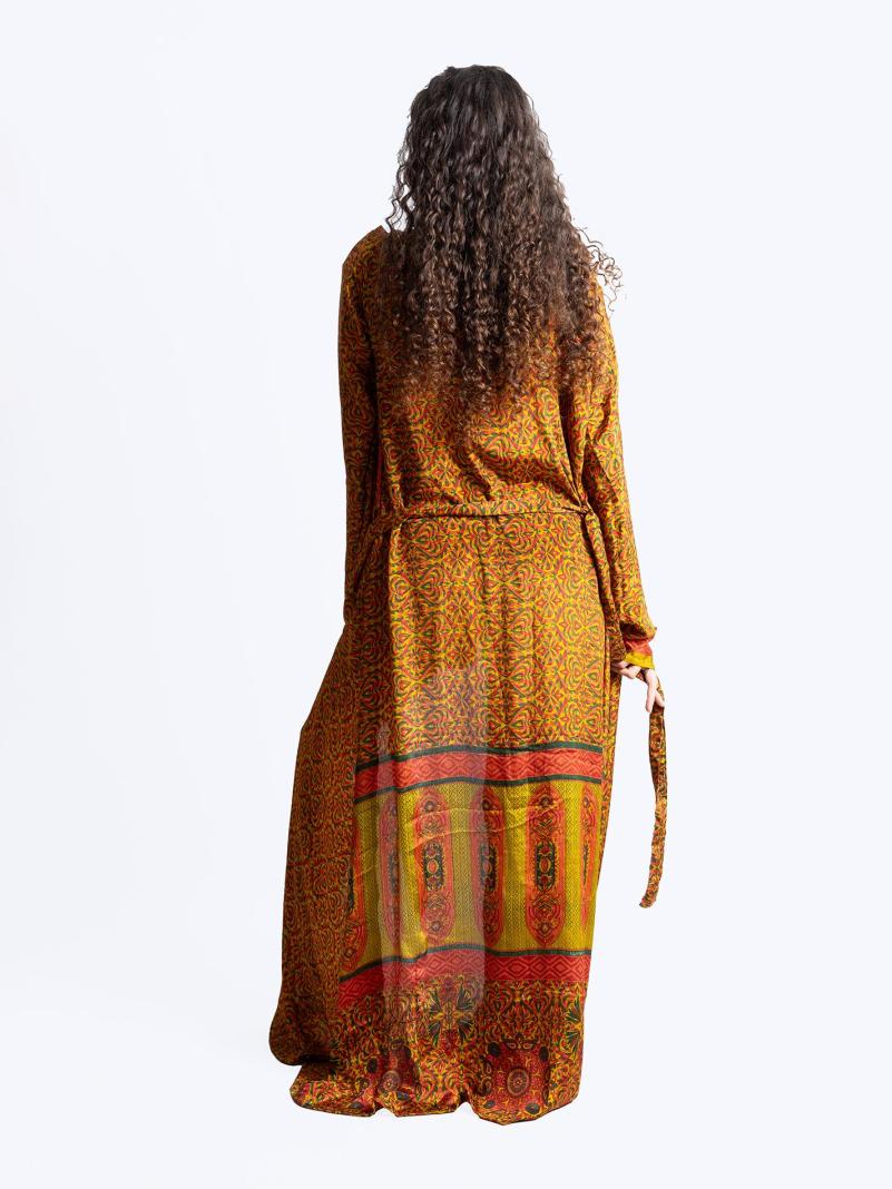 Kimono aperto rosso e giallo - Gujarat