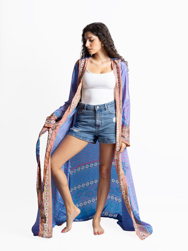 Kimono aperto azzurro - Gujarat