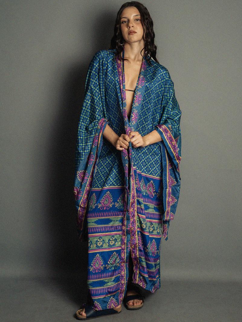 Kimono Manica Larga blu - Surat