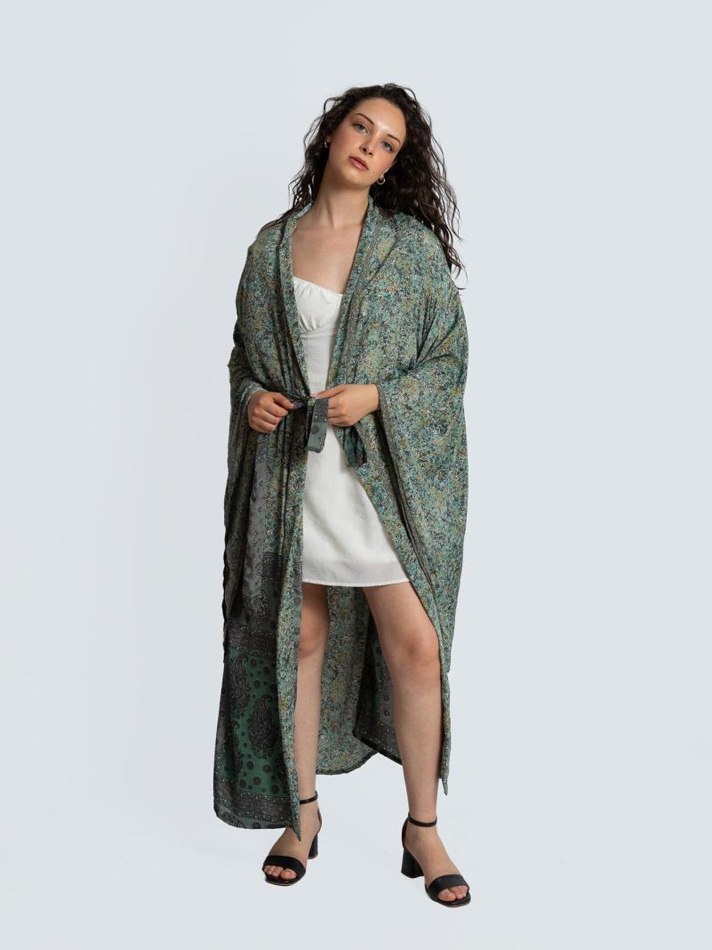 Kimono Manica Larga azzurro e grigio - Surat
