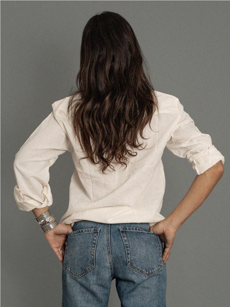 Camicia etnica con sei bottoni bianco - Donna – Etna