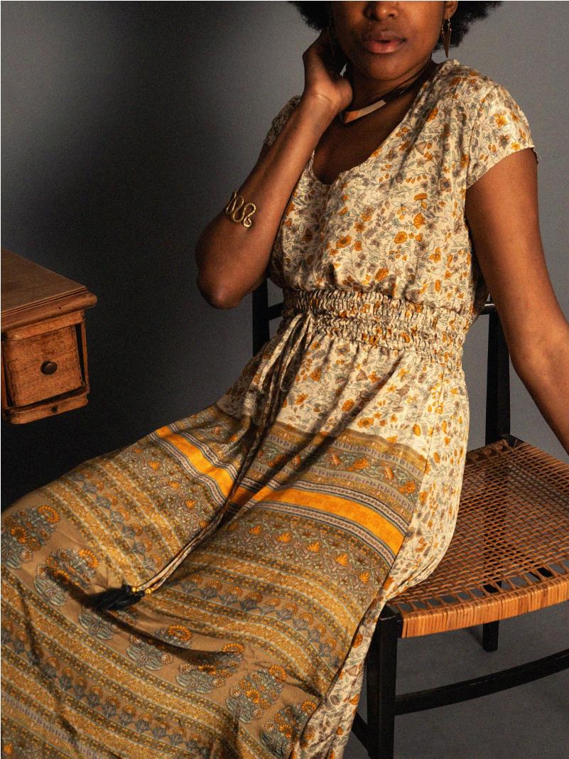 Abito lungo a girocollo fiorellini - Agra