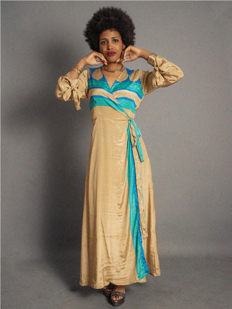 Kimono ocra e azzurro – Tibet