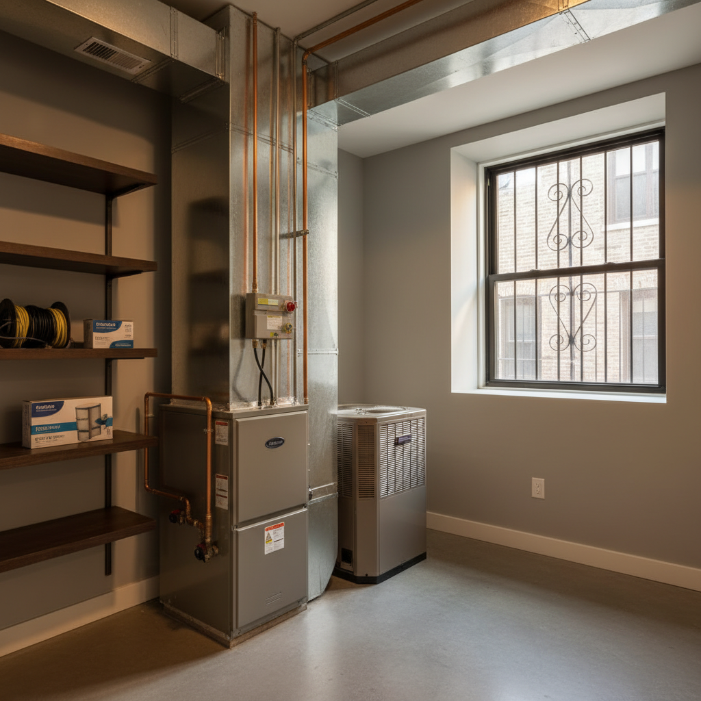 Technician working on an HVAC system