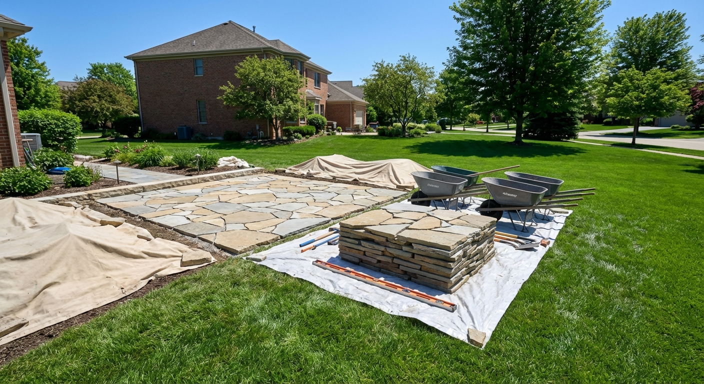 Landscaping team working