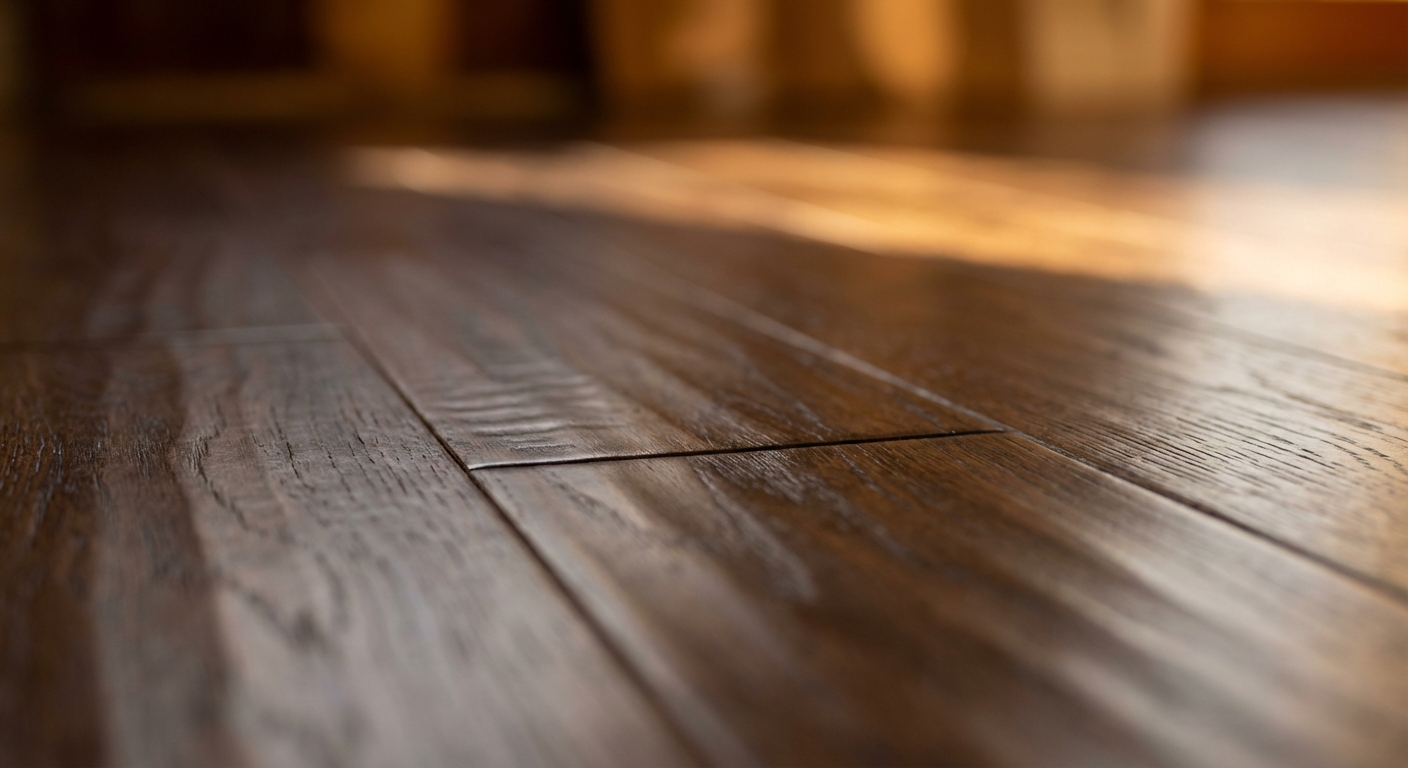 Dark brown wooden floorboards