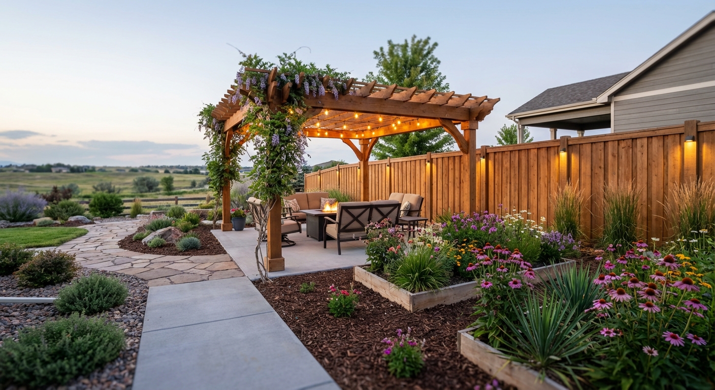 Finished backyard pergola