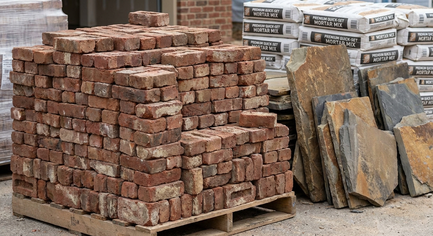 Stacked red bricks