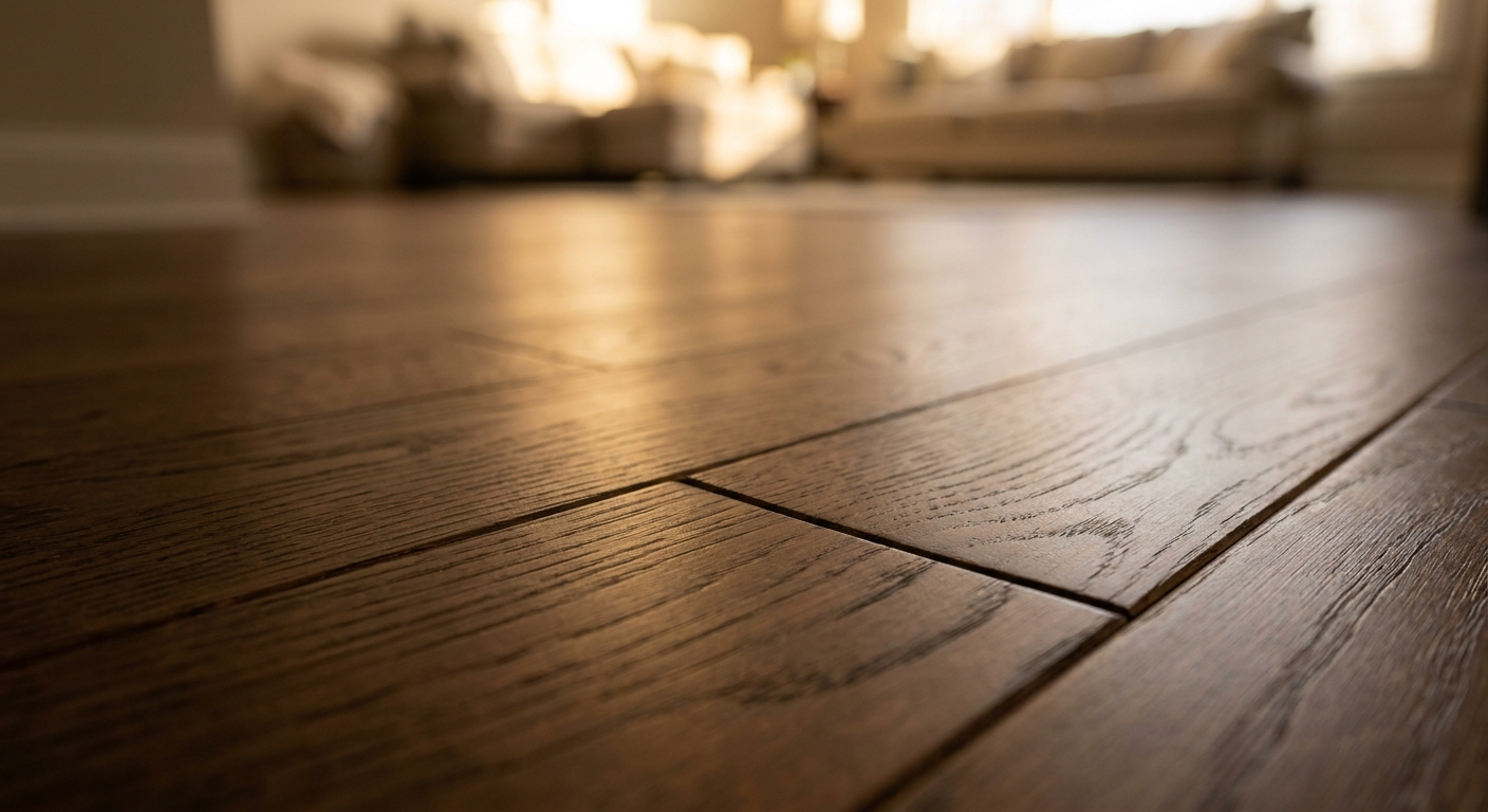 Newly installed hardwood flooring