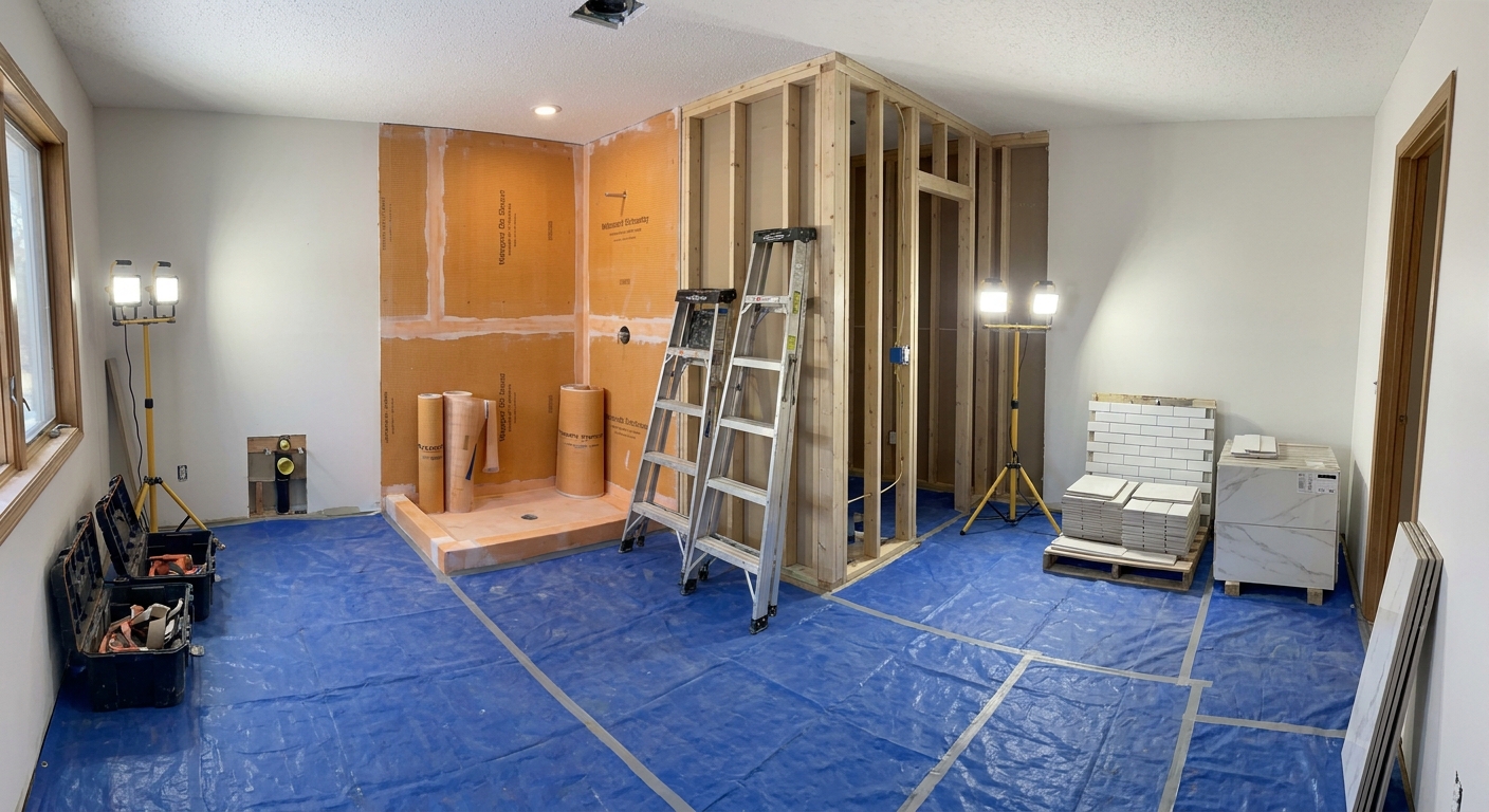 Bathroom renovation in progress