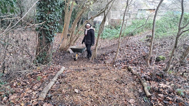 Dressing the path with woodchips