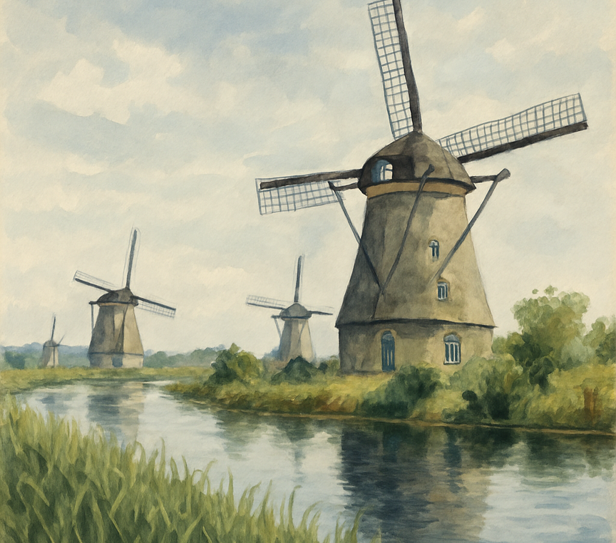 Wiatraki w Kinderdijk
