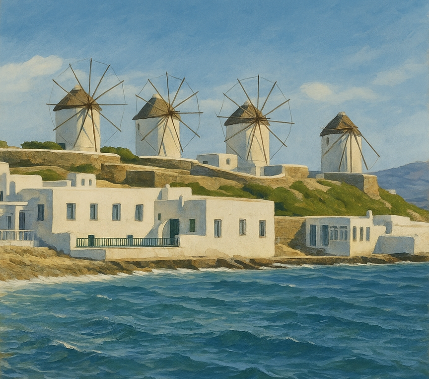 Wiatraki na Mykonos i Mała Wenecja