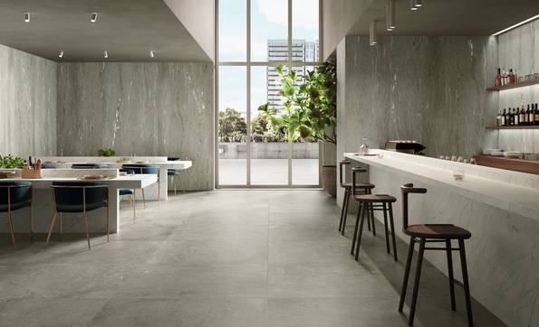 Image d'ambiance Publique, réalisée avec des carreaux de la collection : Alpine