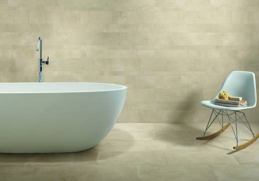 Raumabbildung Badezimmer, gestaltet mit Fliesen aus der Kollektion: Portland