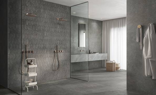 Room view Bathroom, created with tiles from the collection: Stone Lab