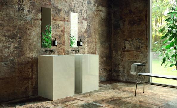 Raumabbildung Badezimmer, gestaltet mit Fliesen aus der Kollektion: Urban Craft