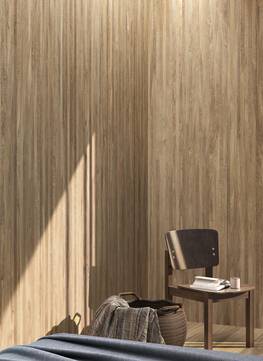 Immagine ambiente Living, realizzato con piastrelle della collezione: Woodblock