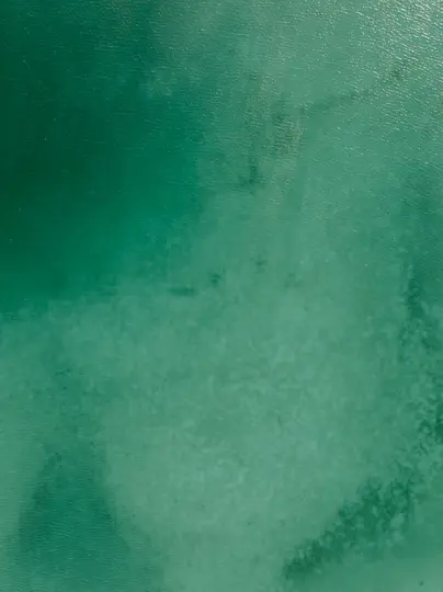 Un'immagine astratta con una sfumatura di tonalità verdi, dal verde smeraldo scuro a sinistra al verde acqua più chiaro a