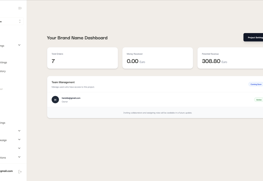 Dashboard screenshot