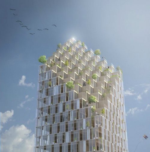 Деревянный небоскреб в Стокгольме от дизайнеров Berg | C.F. Møller Architects