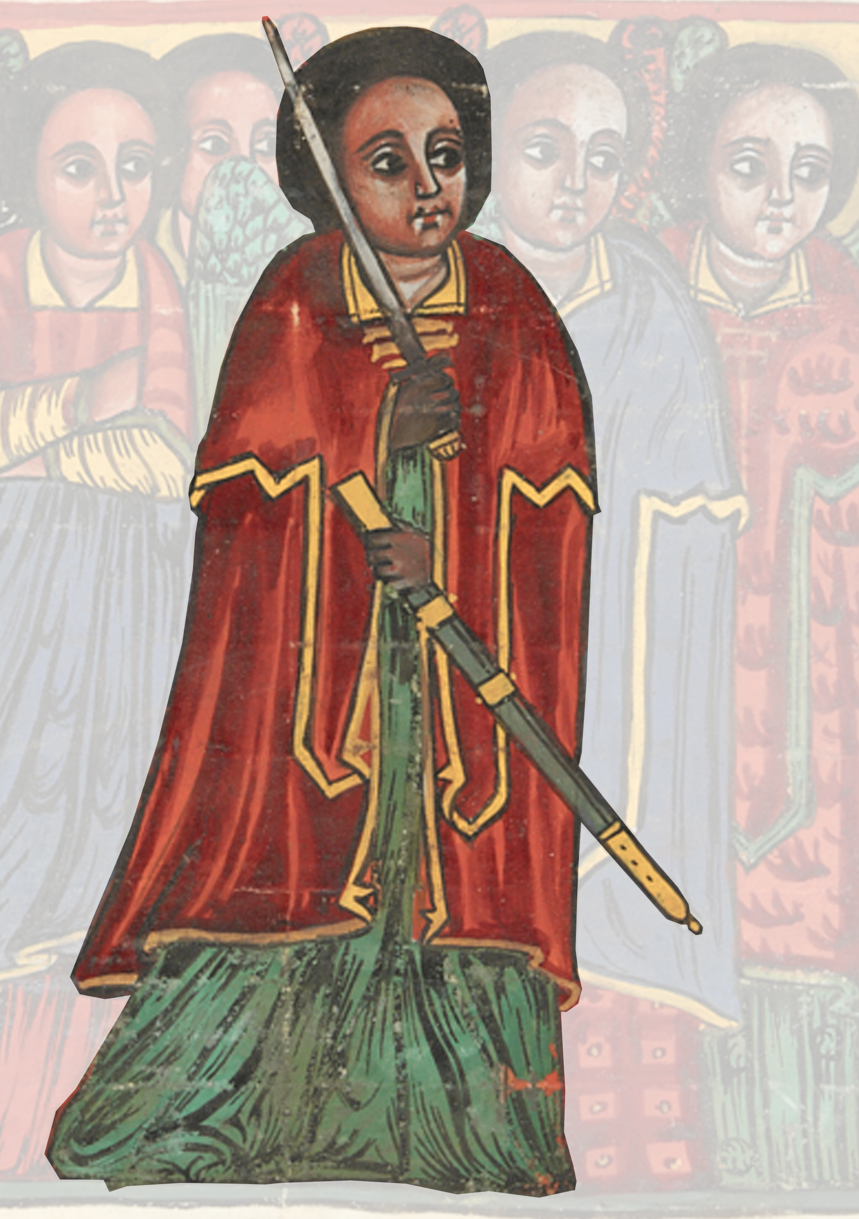 Painting Of A Woman In A Red Robe And Green Dress