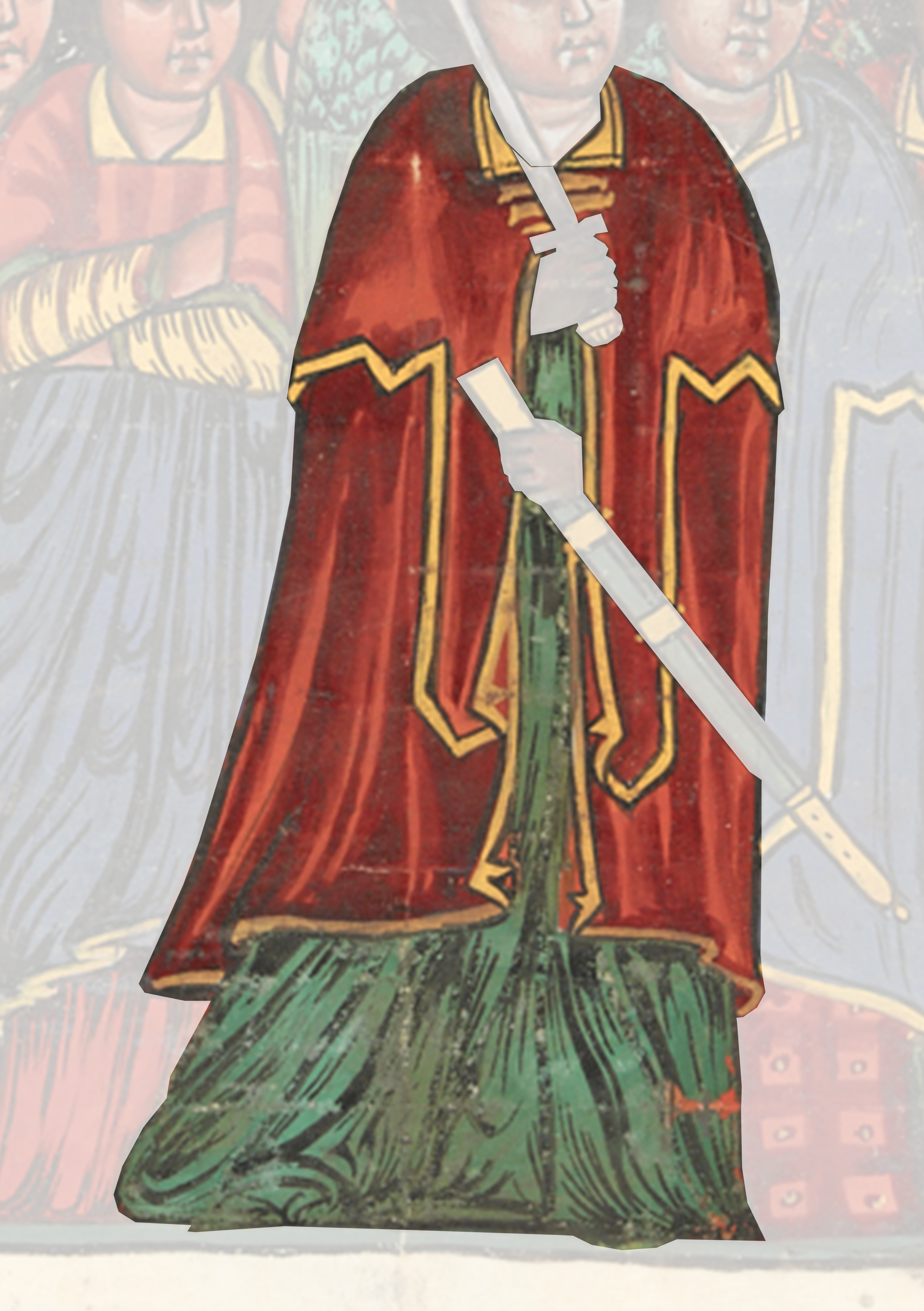 Painting Of A Man In A Red Robe Holding A Sword