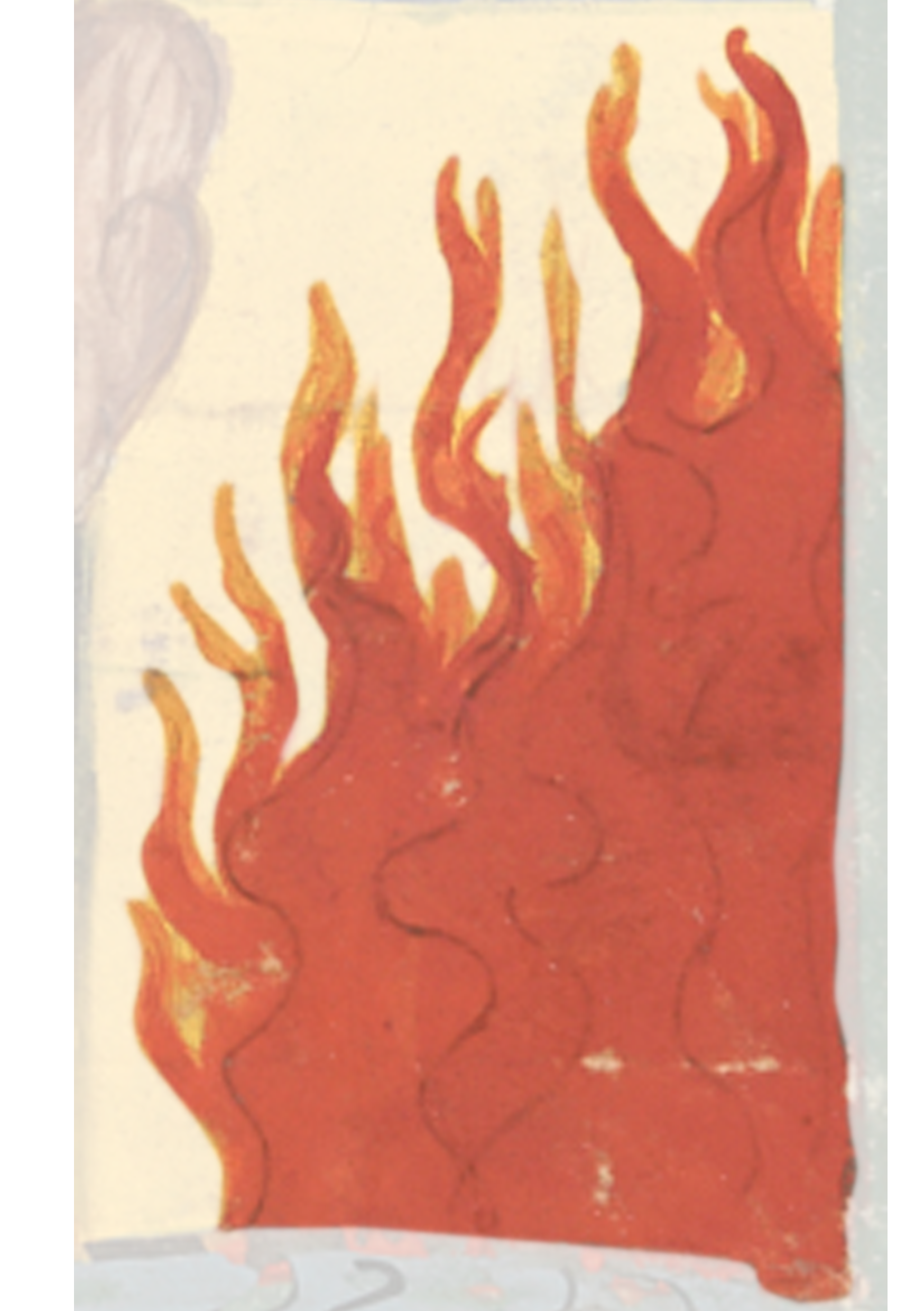 Painting Of A Fire With A Man In The Background