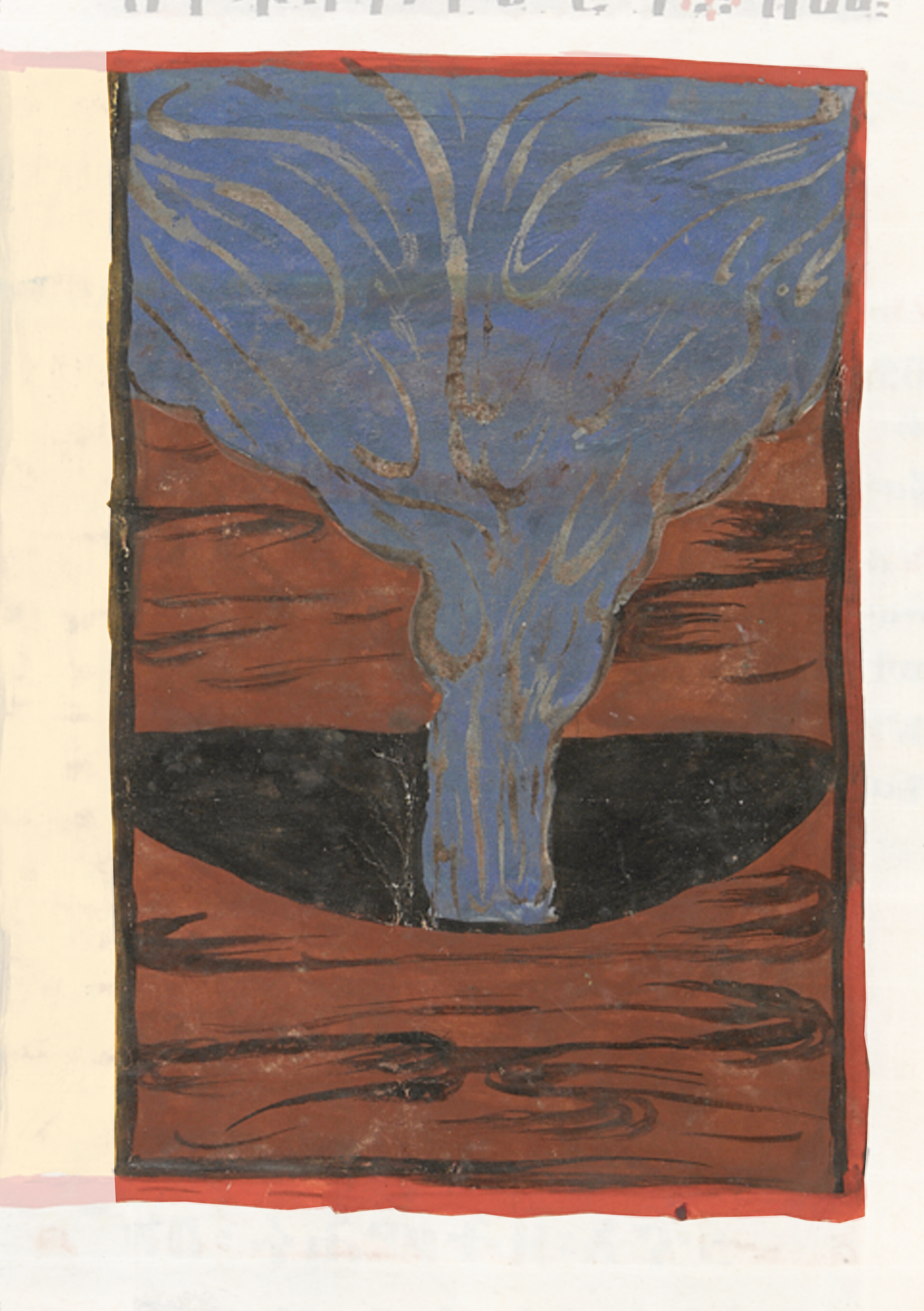 Painting Of A Blue Whale On A Red And White Background